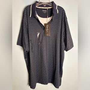 Walter Hagen Polo Golf Shirt Men’s L Navy Performance 11 Broken Club UPF 50+ NWT